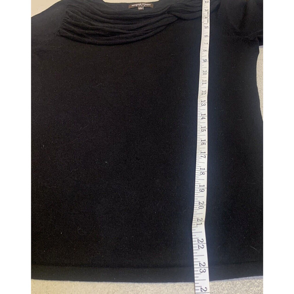 Adrienne Vittadini Sweater Womens Large Black Ruffled Neck 3/4 Sleeve Pullover - Picture 12 of 13